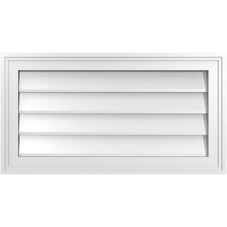 Ekena Millwork Vertical Surface Mount PVC Gable Vnt: Non-Functional, w/2"W x 1-1/2"H, Brickmould Frame, 26"W x 14"H GVPVE26X1402SN